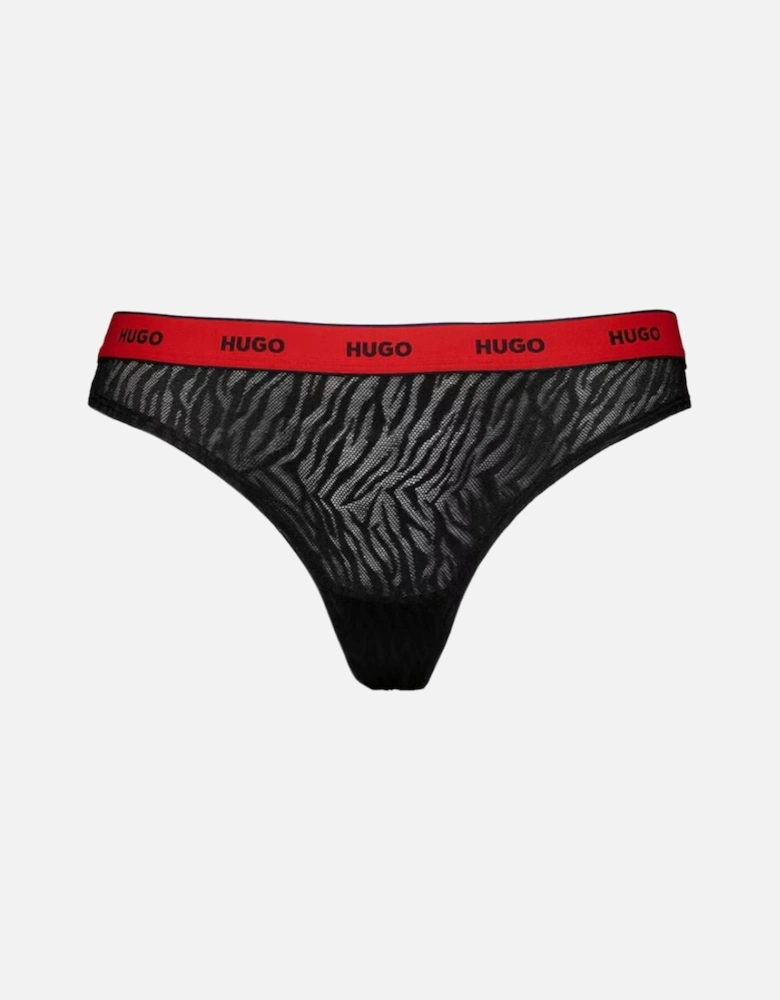 3-Pack Classic Logo Lace Thongs, Black/red