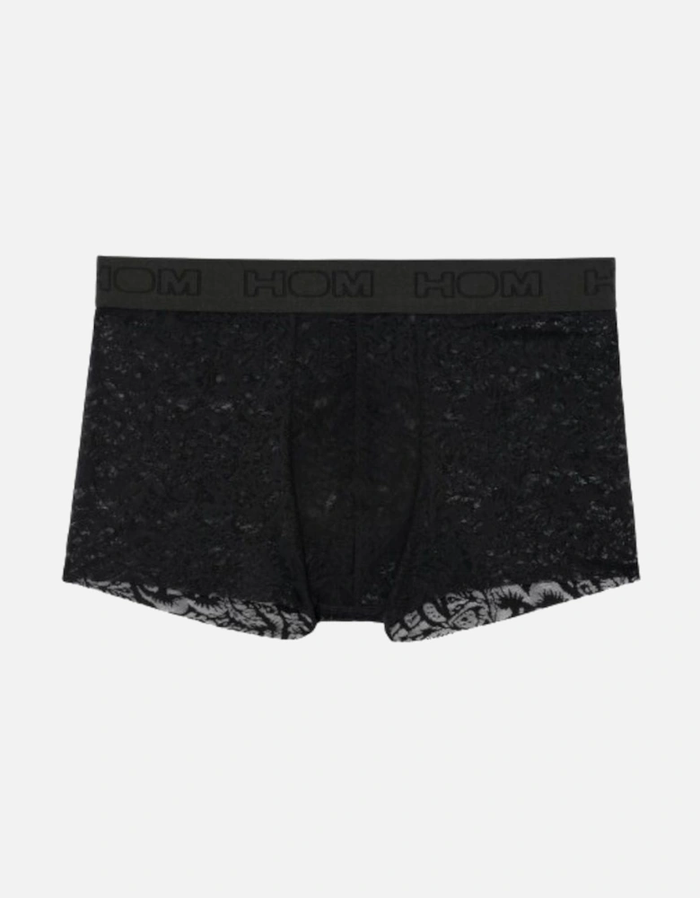 Temptation Free Cut Lace Boxer Trunk, Black