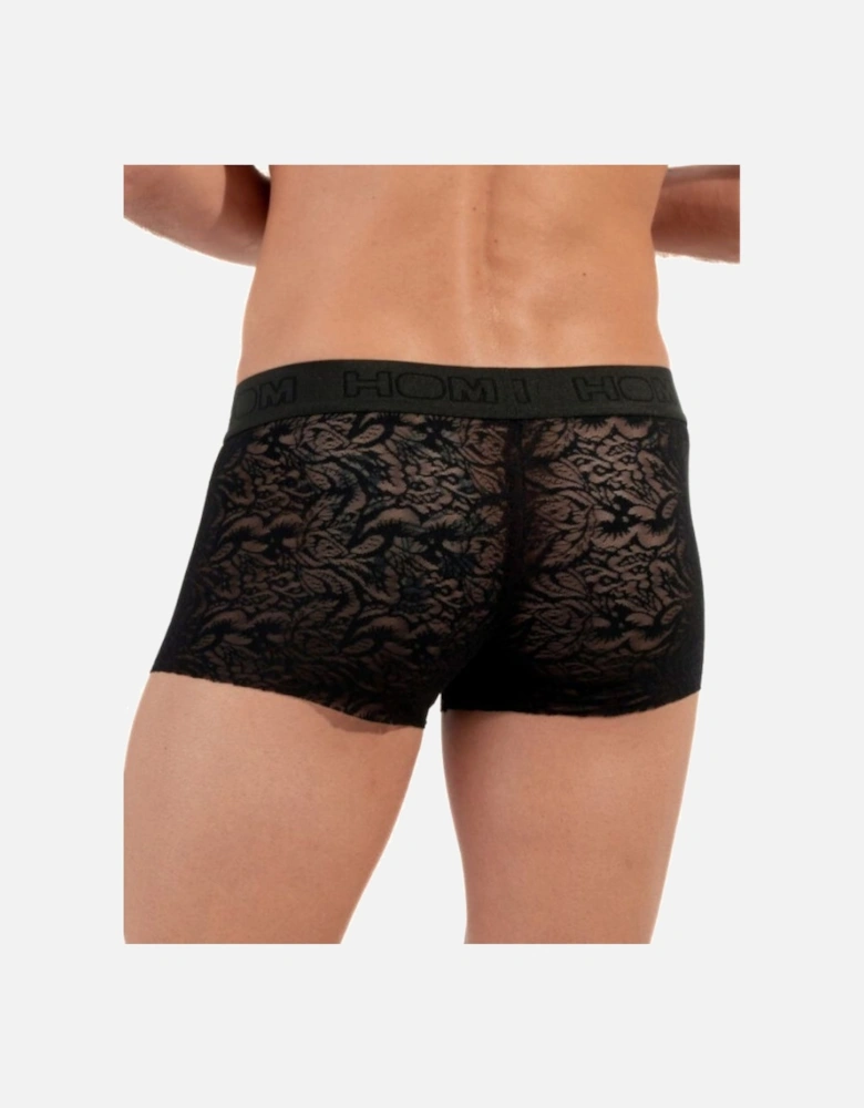 Temptation Free Cut Lace Boxer Trunk, Black