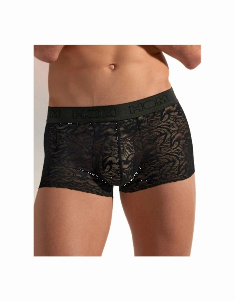 Temptation Free Cut Lace Boxer Trunk, Black