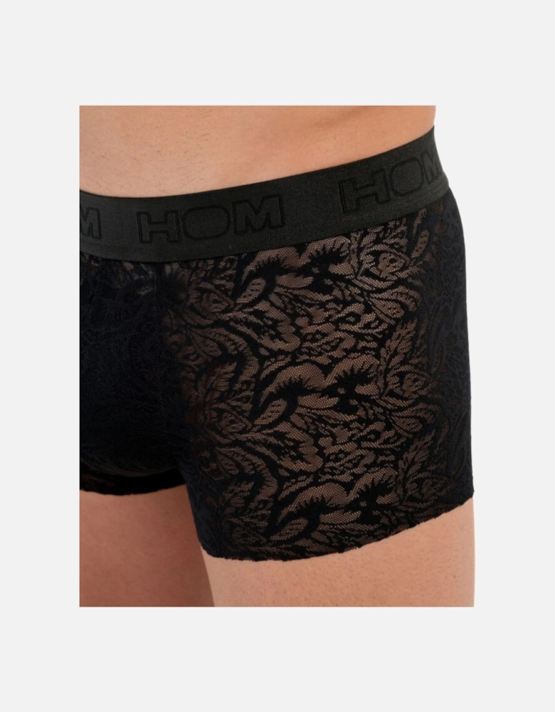 Temptation Free Cut Lace Boxer Trunk, Black