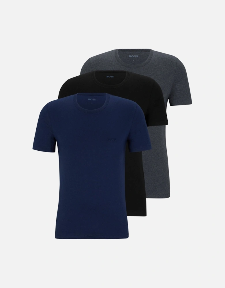 3-Pack Classic-Fit Crew-Neck T-Shirts, Charcoal/Black/Navy