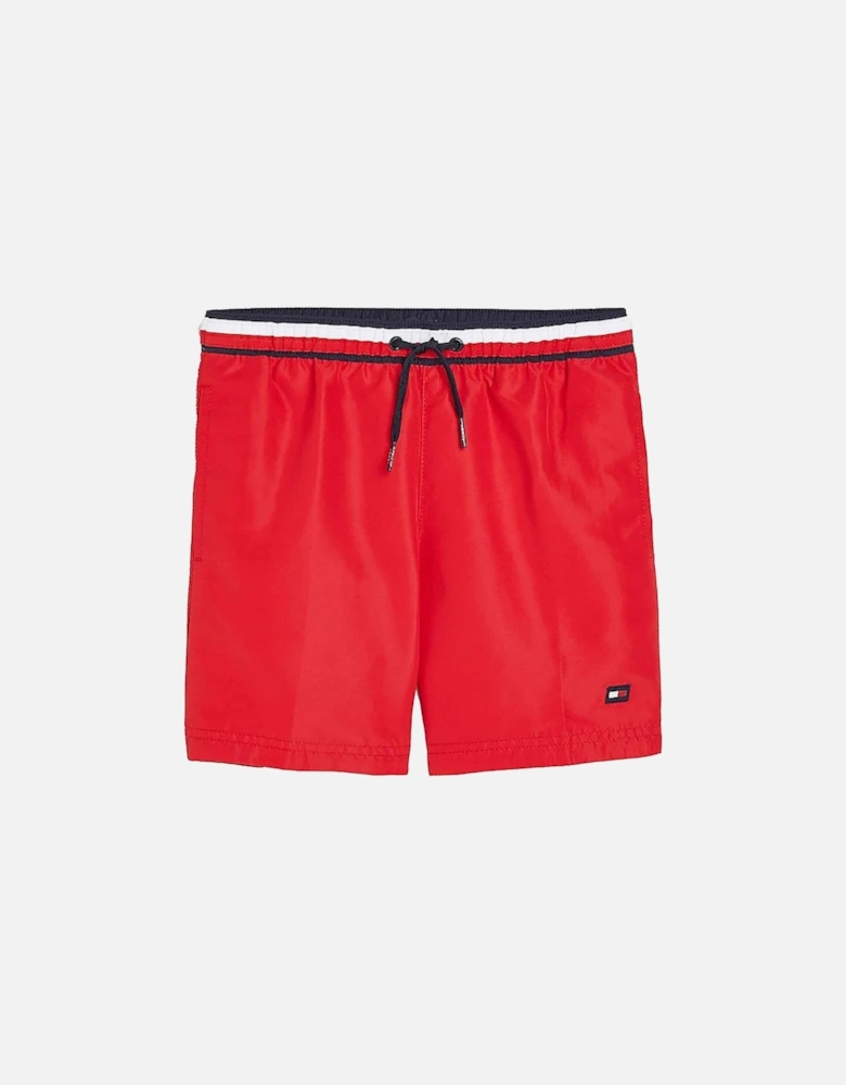 Boys Signature Tape Swim Shorts, Primary Red