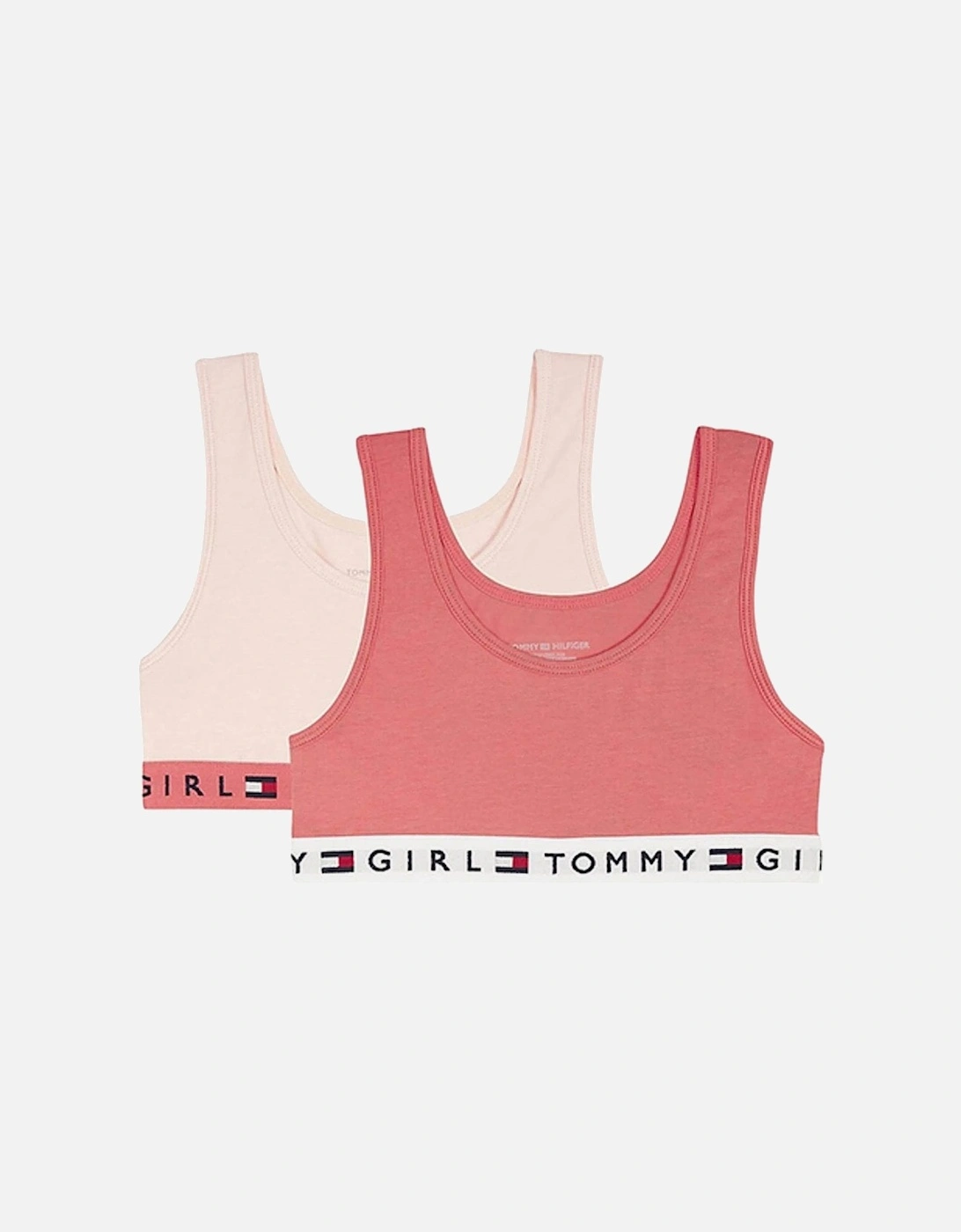 Tommy Hilfiger Girl's Girls 2 Pack REMIX Bralette, Rose Of Sharon/Seashell Pink - Size: 8 years/9 years/10 years