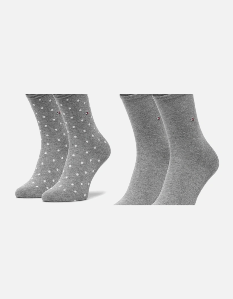 2-Pack Dots Pattern Women's Socks, Middle Grey Melange