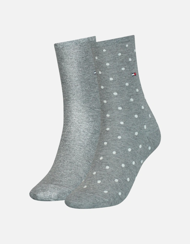 2-Pack Dots Pattern Women's Socks, Middle Grey Melange