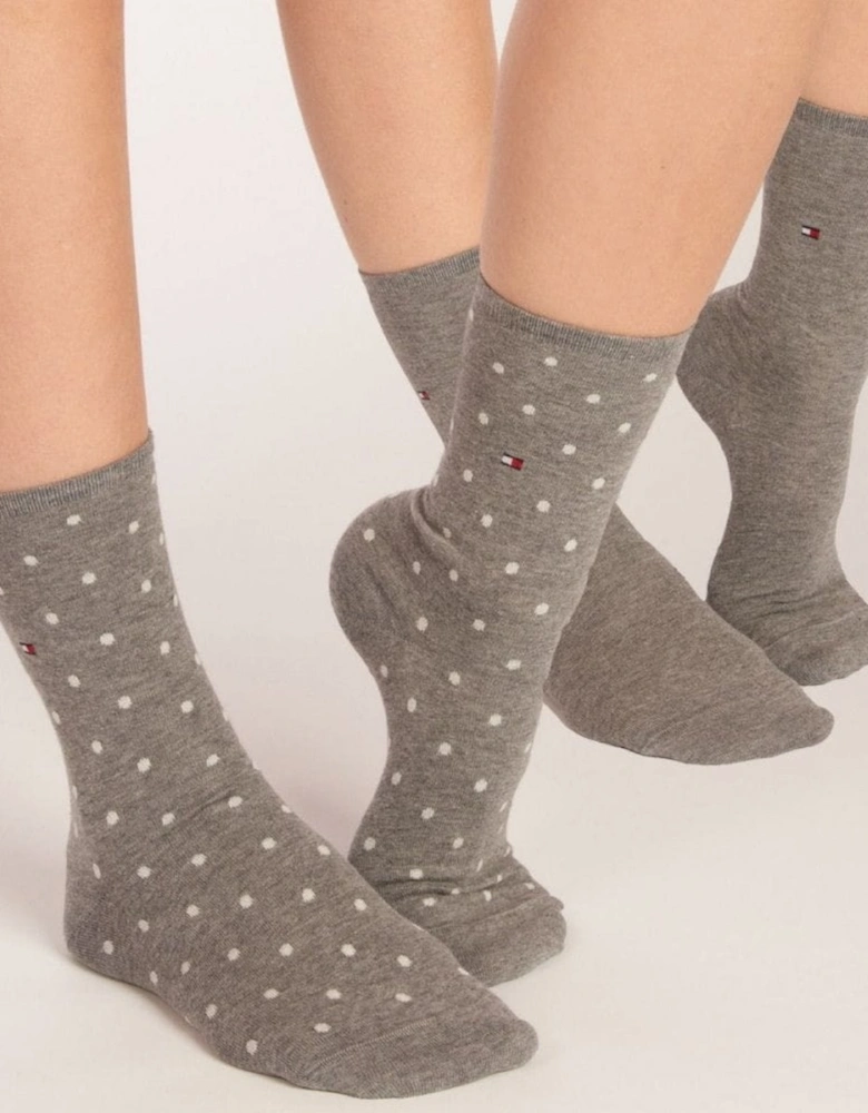 2-Pack Dots Pattern Women's Socks, Middle Grey Melange