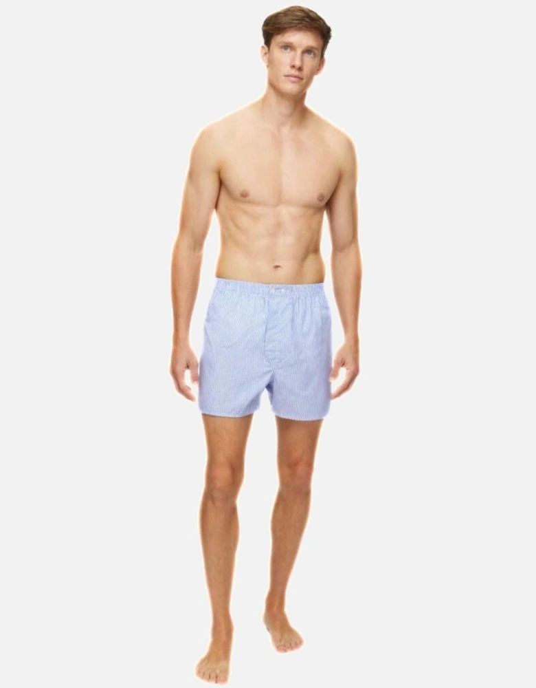 James Stripe Classic-Fit Cotton Boxer Shorts, Light Blue