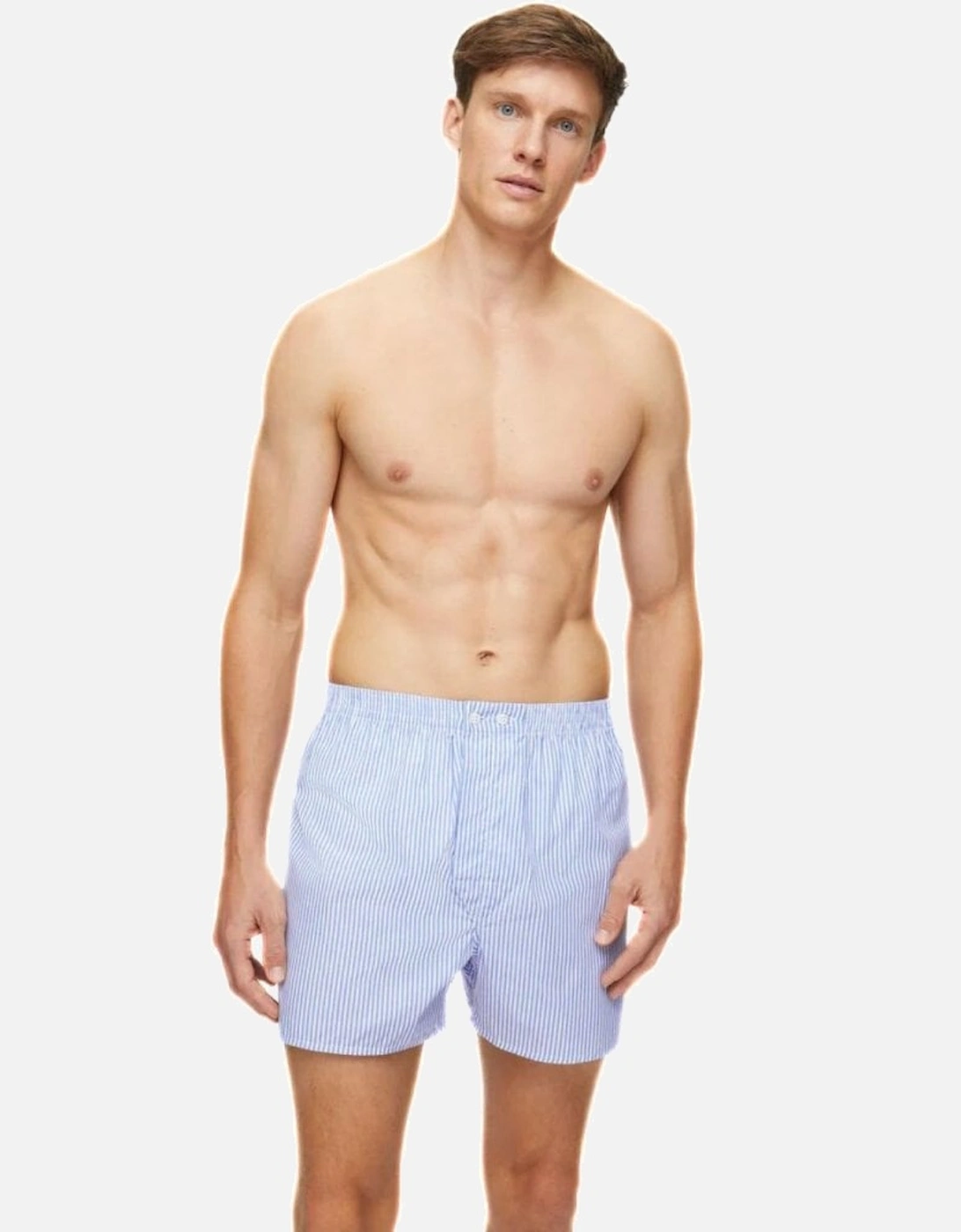 James Stripe Classic-Fit Cotton Boxer Shorts, Light Blue