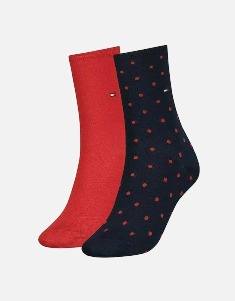 2-Pack Dots Pattern Women's Socks, Red/Navy