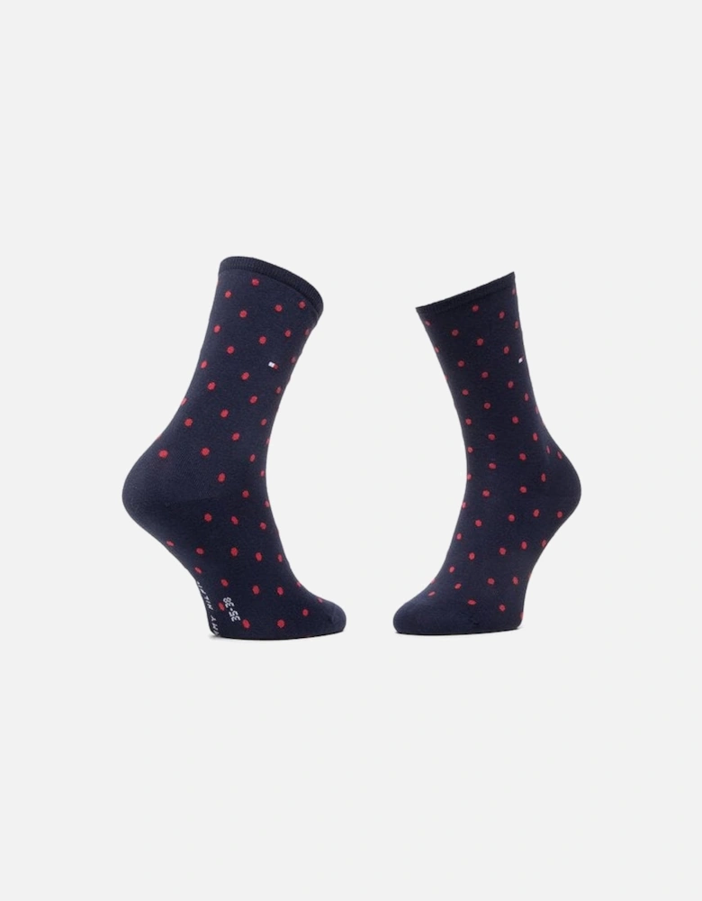 2-Pack Dots Pattern Women's Socks, Red/Navy