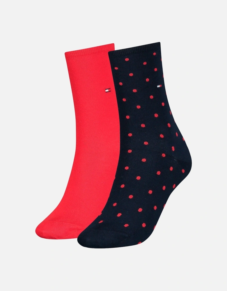 2-Pack Dots Pattern Women's Socks, Red/Navy