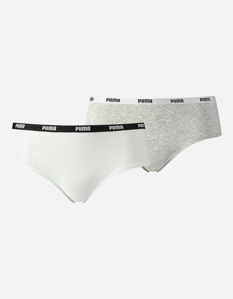 Cotton Modal Stretch 2-Pack Iconic Hipster Brief, White/Grey