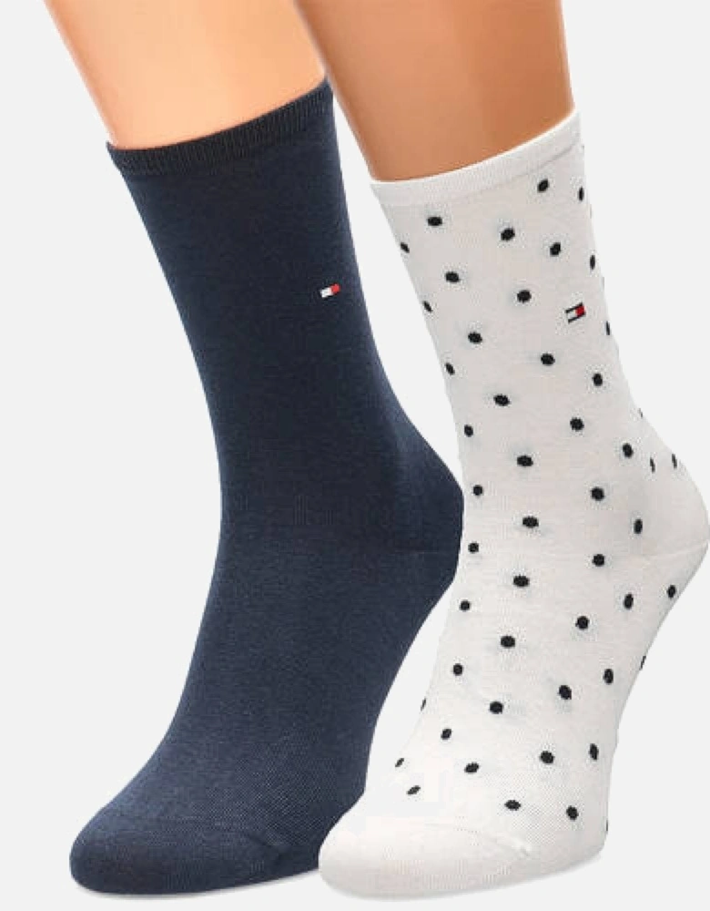 2-Pack Dots Pattern Women's Socks, Navy/White