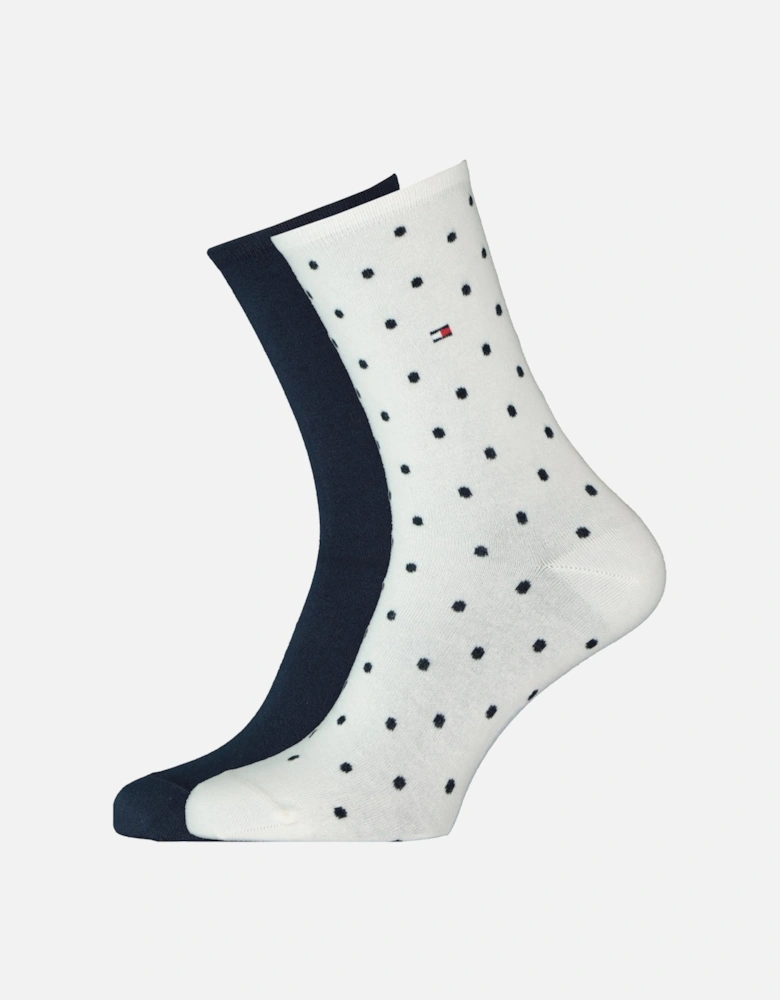 2-Pack Dots Pattern Women's Socks, Navy/White