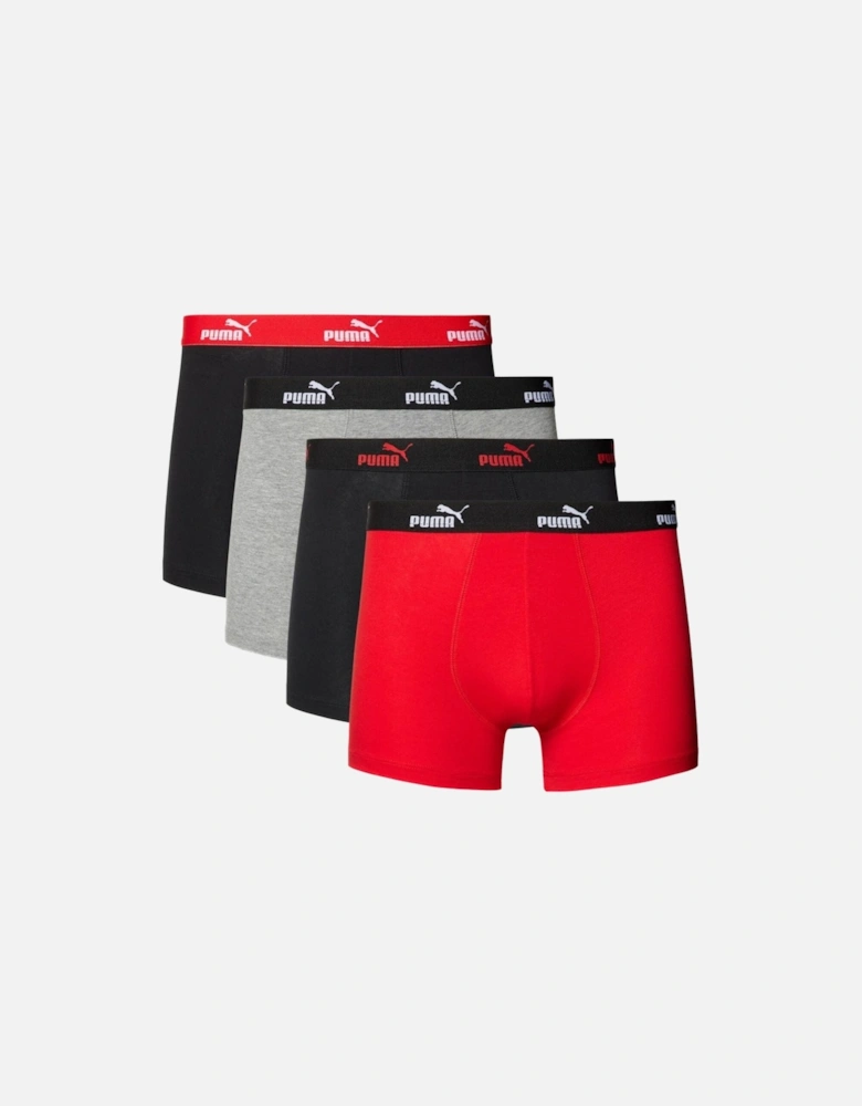 4-Pack No.1 Logo Boxer Briefs, Red/Grey/Black