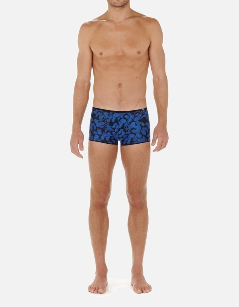 Temptation Quentin Immersive Flowers Print Boxer Trunk, Black/blue