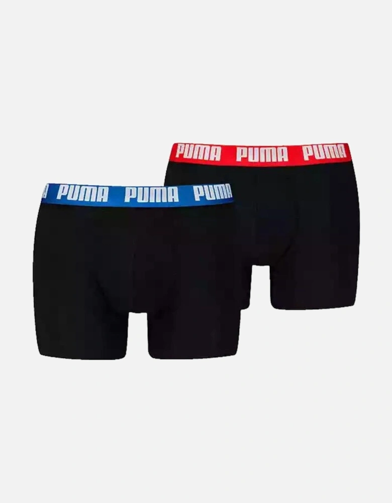 2-Pack Everyday Basic Boxer Briefs, Black w/ red/blue