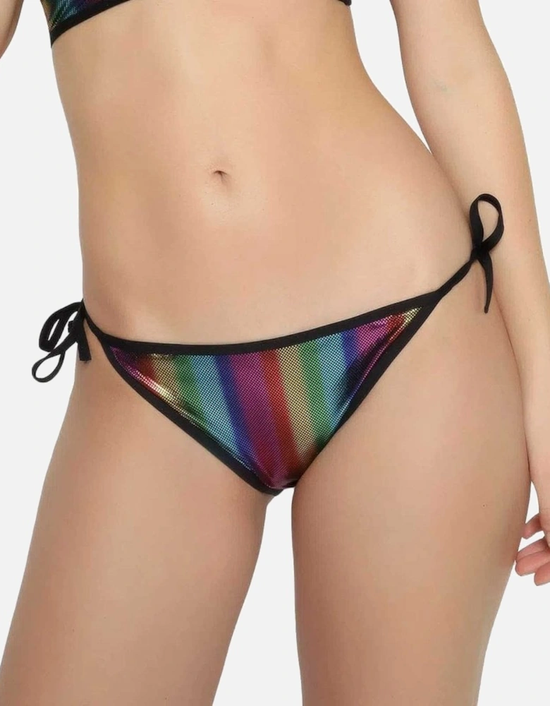 Pride Swim Bikini Bottom, Rainbow Gradient/Black