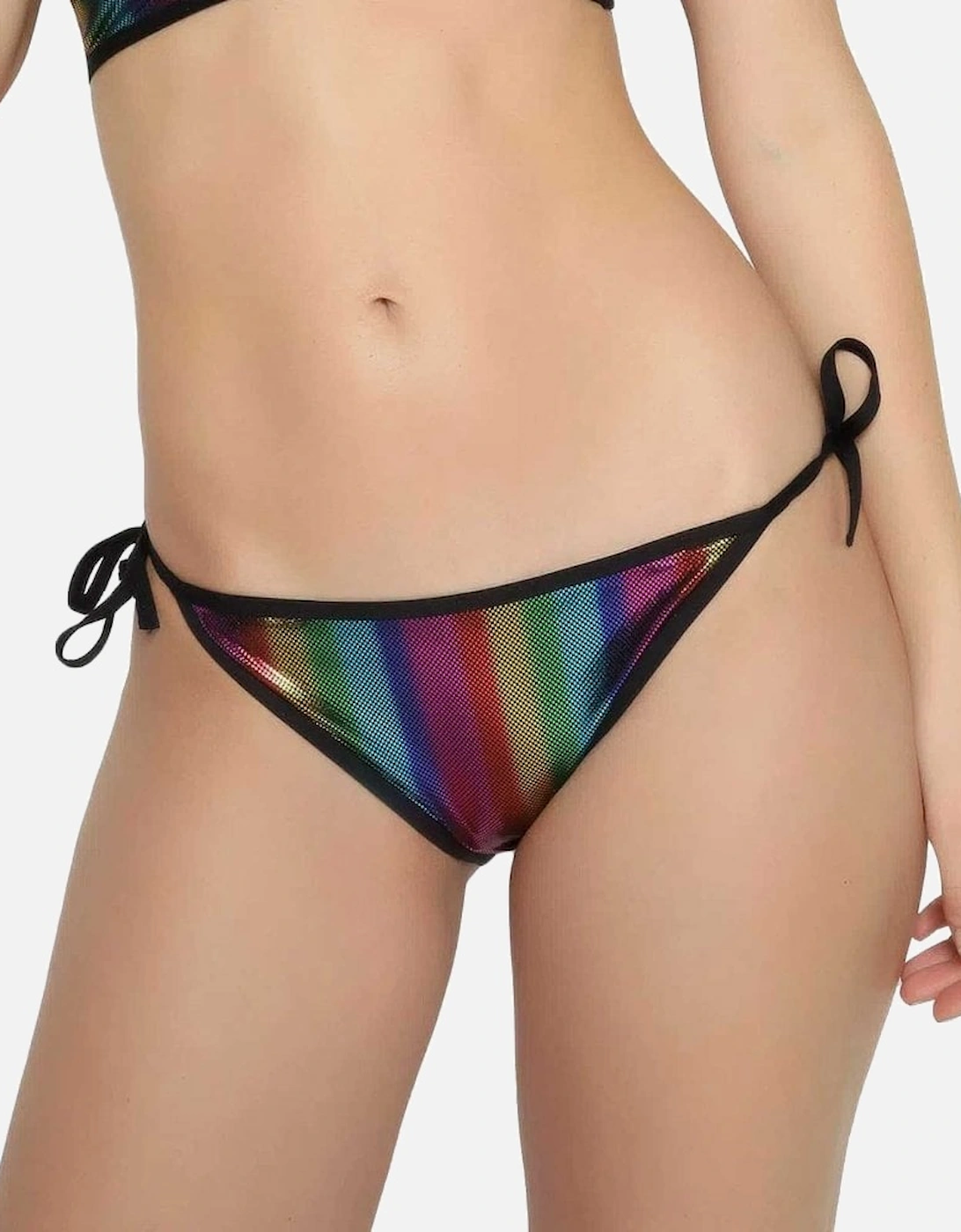 Pride Swim Bikini Bottom, Rainbow Gradient/Black