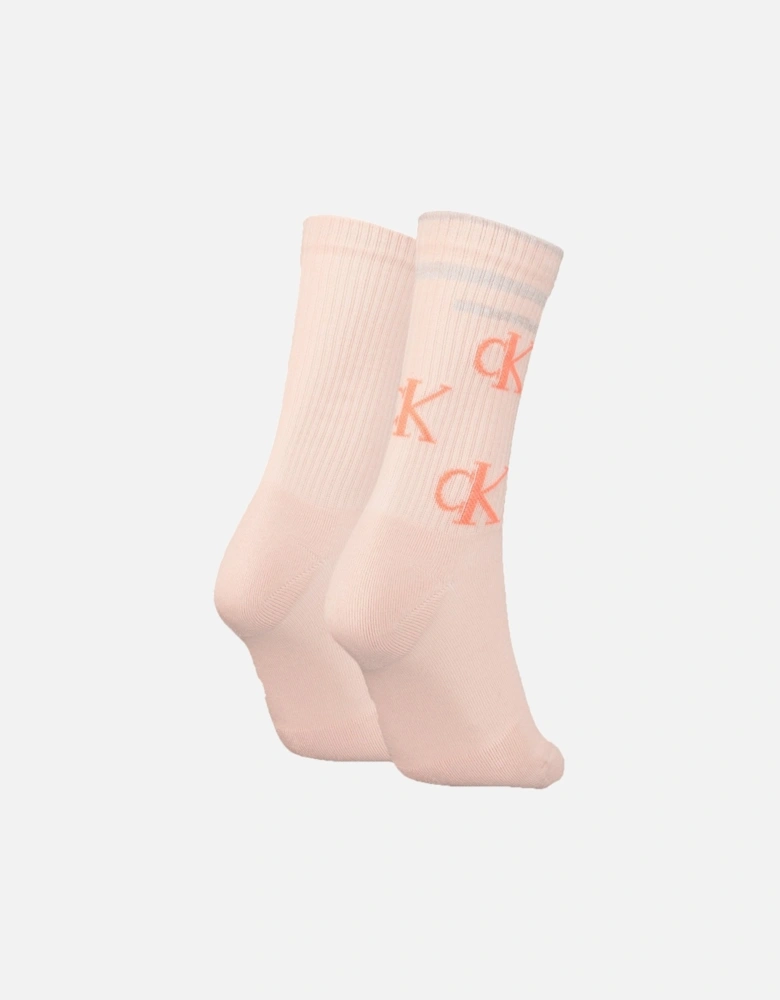 Jeans 2-Pack Scattered Logo Women's Sports Socks, Light Almond