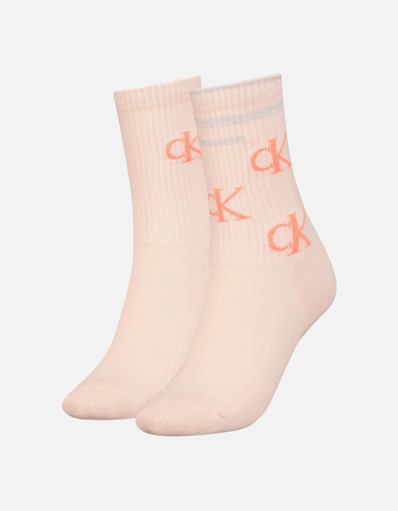 Jeans 2-Pack Scattered Logo Women's Sports Socks, Light Almond