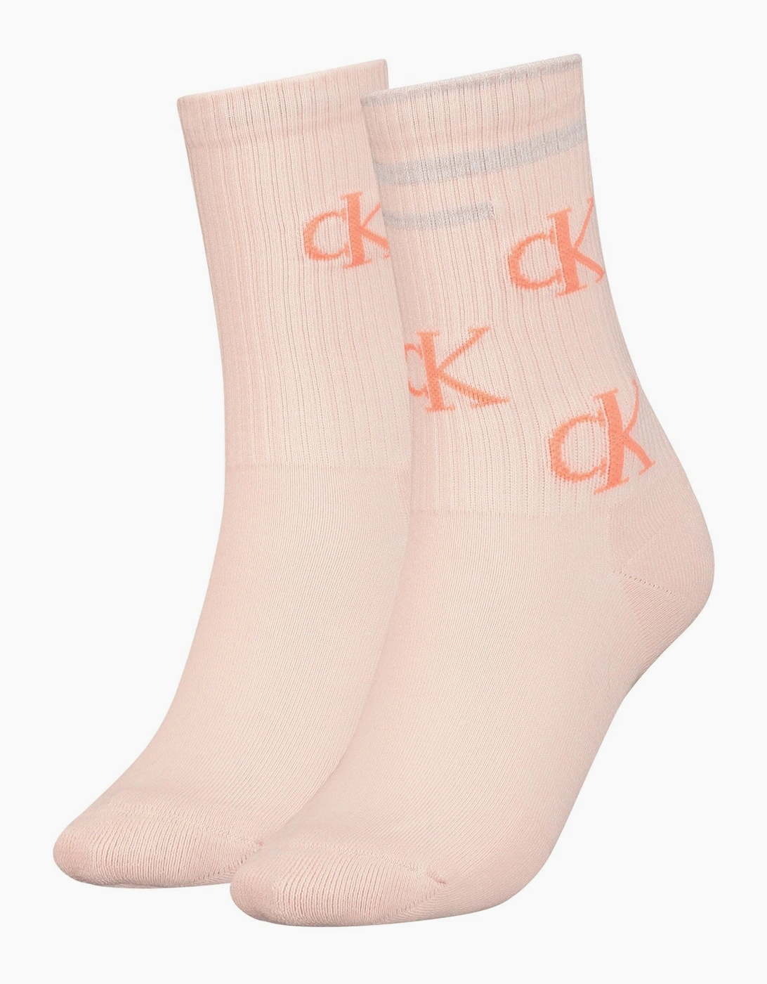 Calvin Klein Women's Pink Jeans 2-Pack Scattered Logo Sports Socks, Light Almond - Size: 13/6.5/7/7.5/11.5/5/12/5.5/12.5/6/10/3.5/10.5/4/11