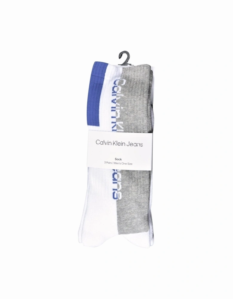 Jeans 3-Pack Mixed Logo Athleisure Sports Socks, White