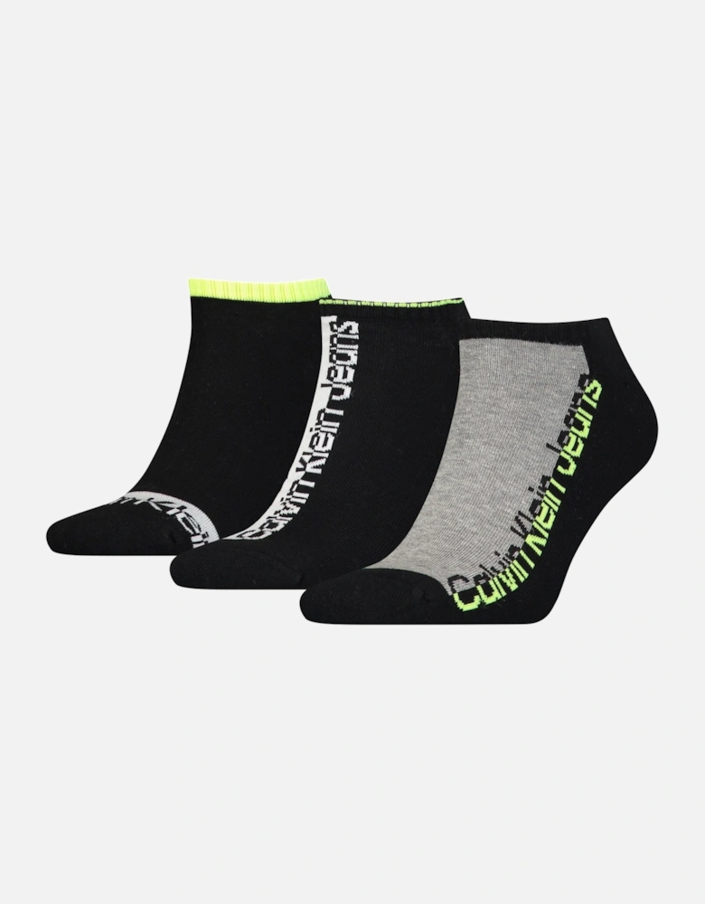 Jeans 3-Pack Mixed Logo Athleisure Sports Trainer Socks, Black