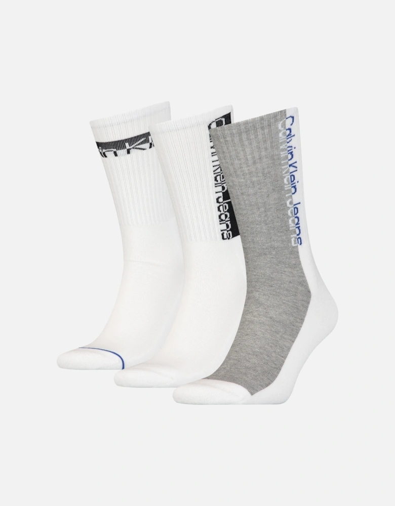 Jeans 3-Pack Mixed Logo Athleisure Sports Socks, White