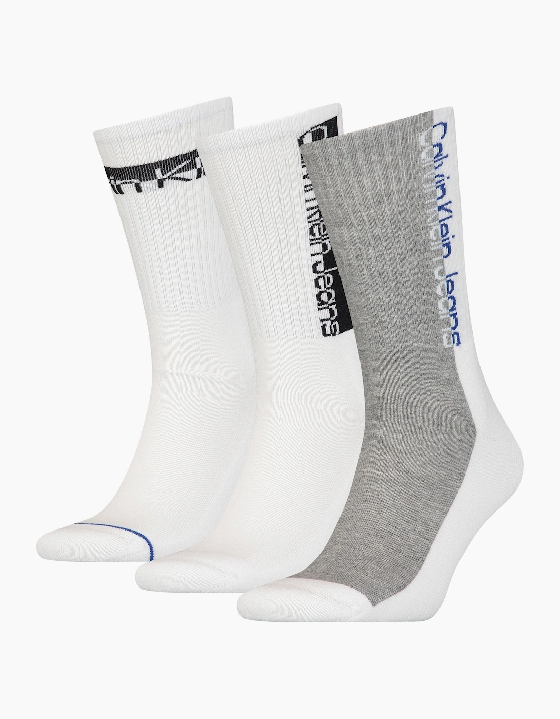 Calvin Klein Calvin Klein Men's Jeans 3-Pack Mixed Logo Athleisure Sports Socks, White - White/White