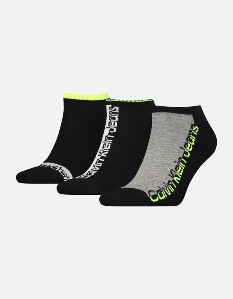 Jeans 3-Pack Mixed Logo Athleisure Sports Trainer Socks, Black