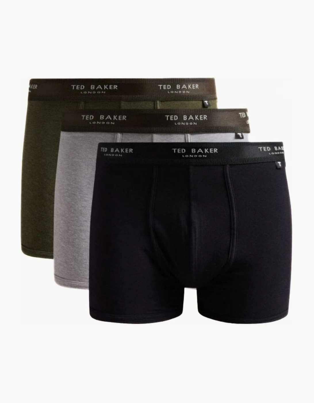 Ted Baker Men's Black 3-Pack Coloured Boxer Trunks, /Grey/Green - Size: 35/34/32