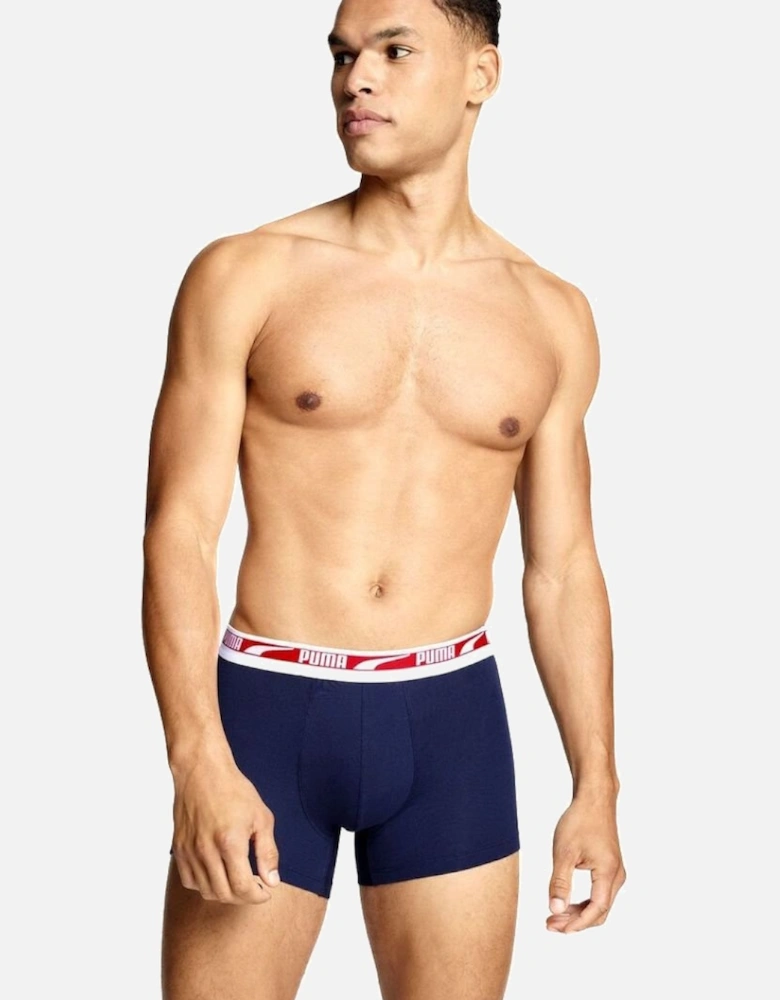 2-Pack Everyday Multi Logo Boxer Briefs, Navy w/ red/blue