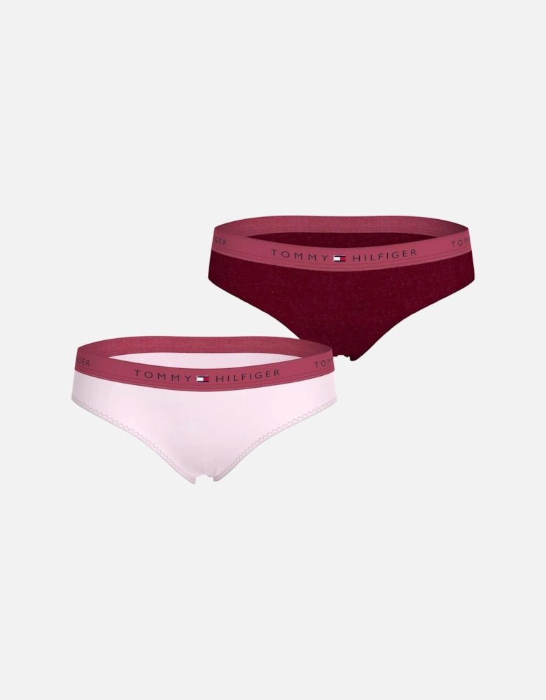 Girls 2-Pack Heritage Logo Bikini Briefs, Light Pink / Deep Rouge