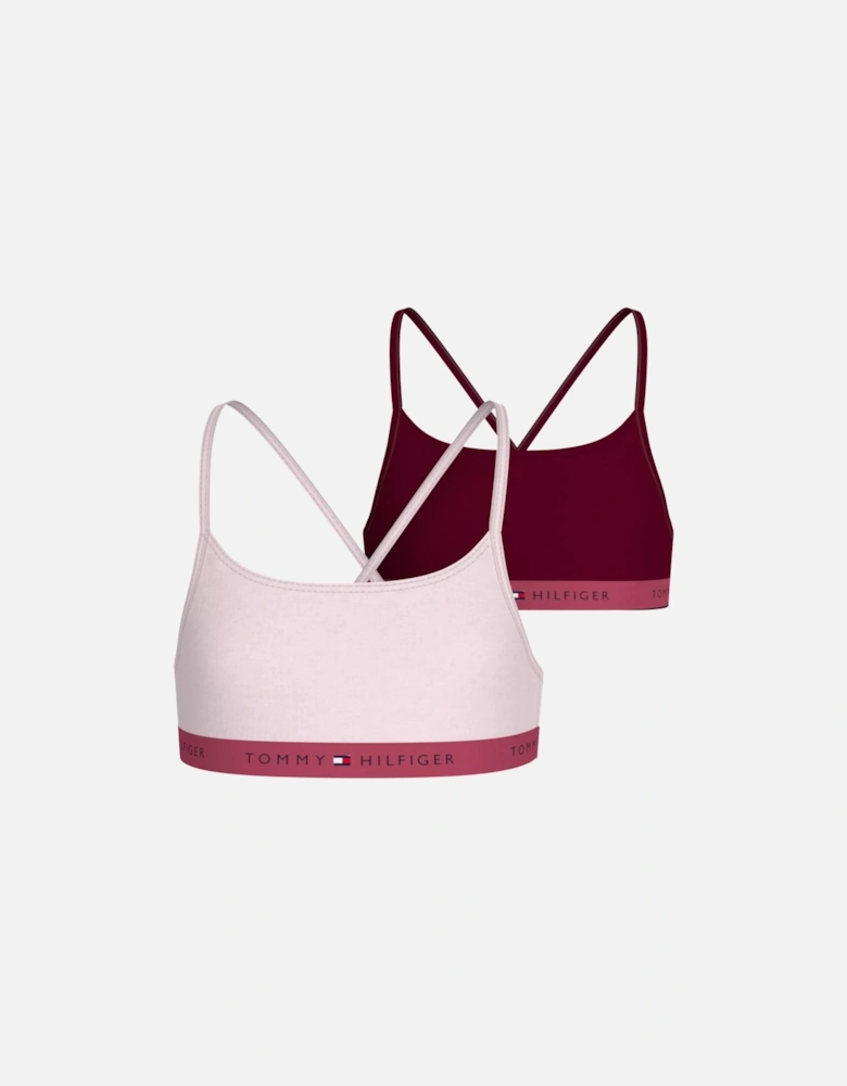 Girls 2-Pack Heritage Logo Strappy Bralette Set, Light Pink / Deep Rouge