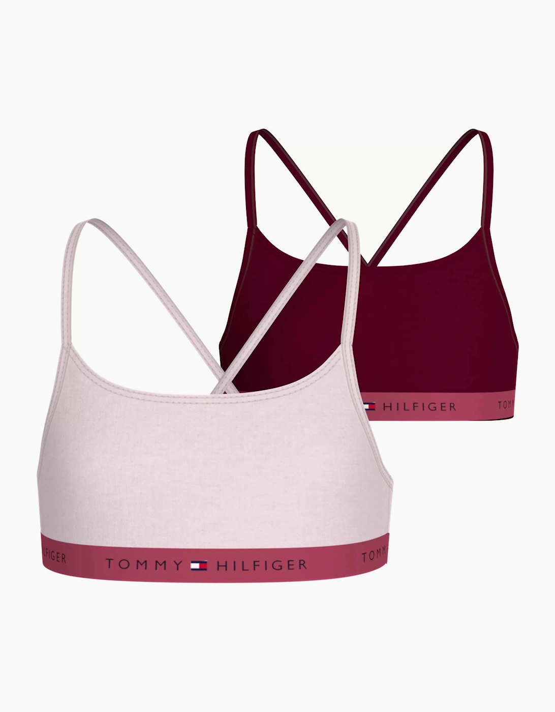 Tommy Hilfiger Tommy Hilfiger Girl's Girls 2-Pack Heritage Logo Strappy Bralette Set, Light Pink / Deep Rouge