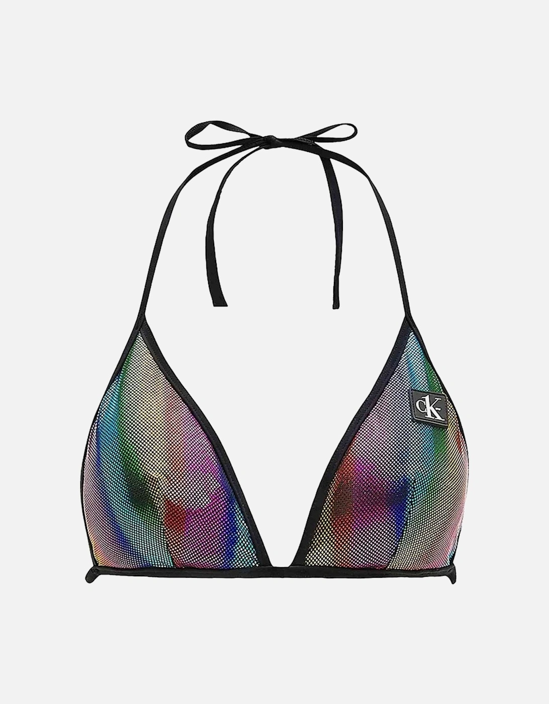 Calvin Klein Women's Pride Triangle Swim Bikini Top, Rainbow Gradient/Black - Size: S