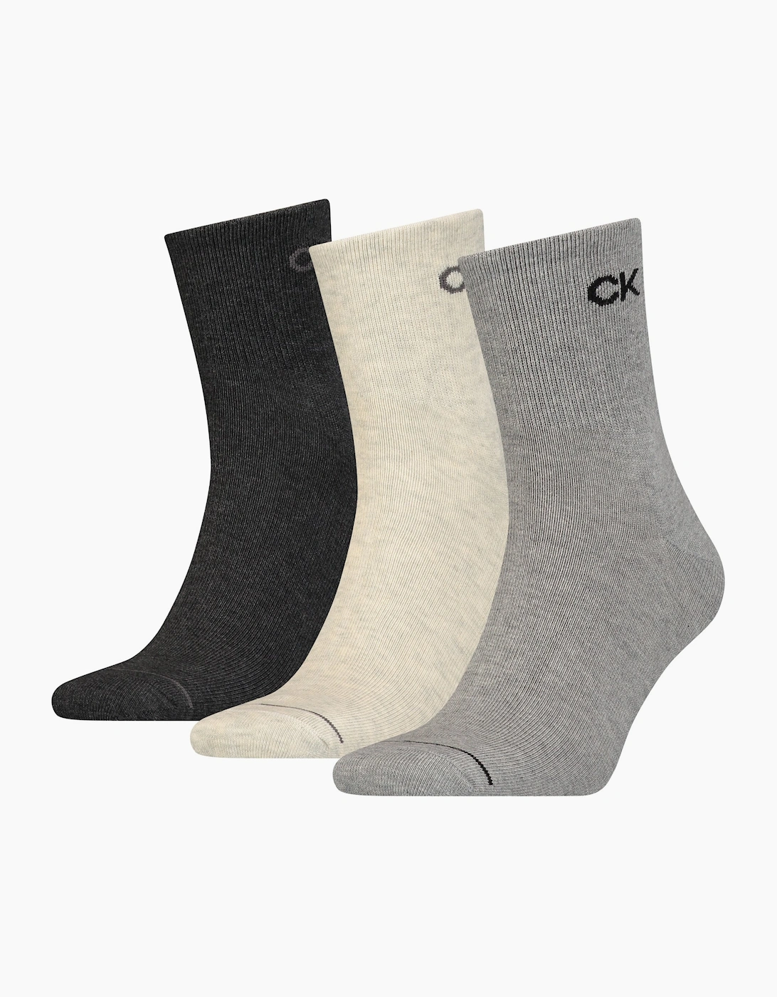 Calvin Klein Men's Black 3-Pack Combed Cotton Short Socks, Mid Grey Melange - Size: 16/14.5/8/15/8.5/15.5/9/13/13.5/14/6.5/7/7.5/11.5/5/12/5.5/12.5