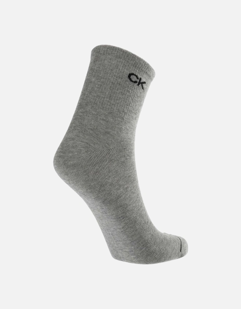 3-Pack Combed Cotton Short Socks, Mid Grey Melange