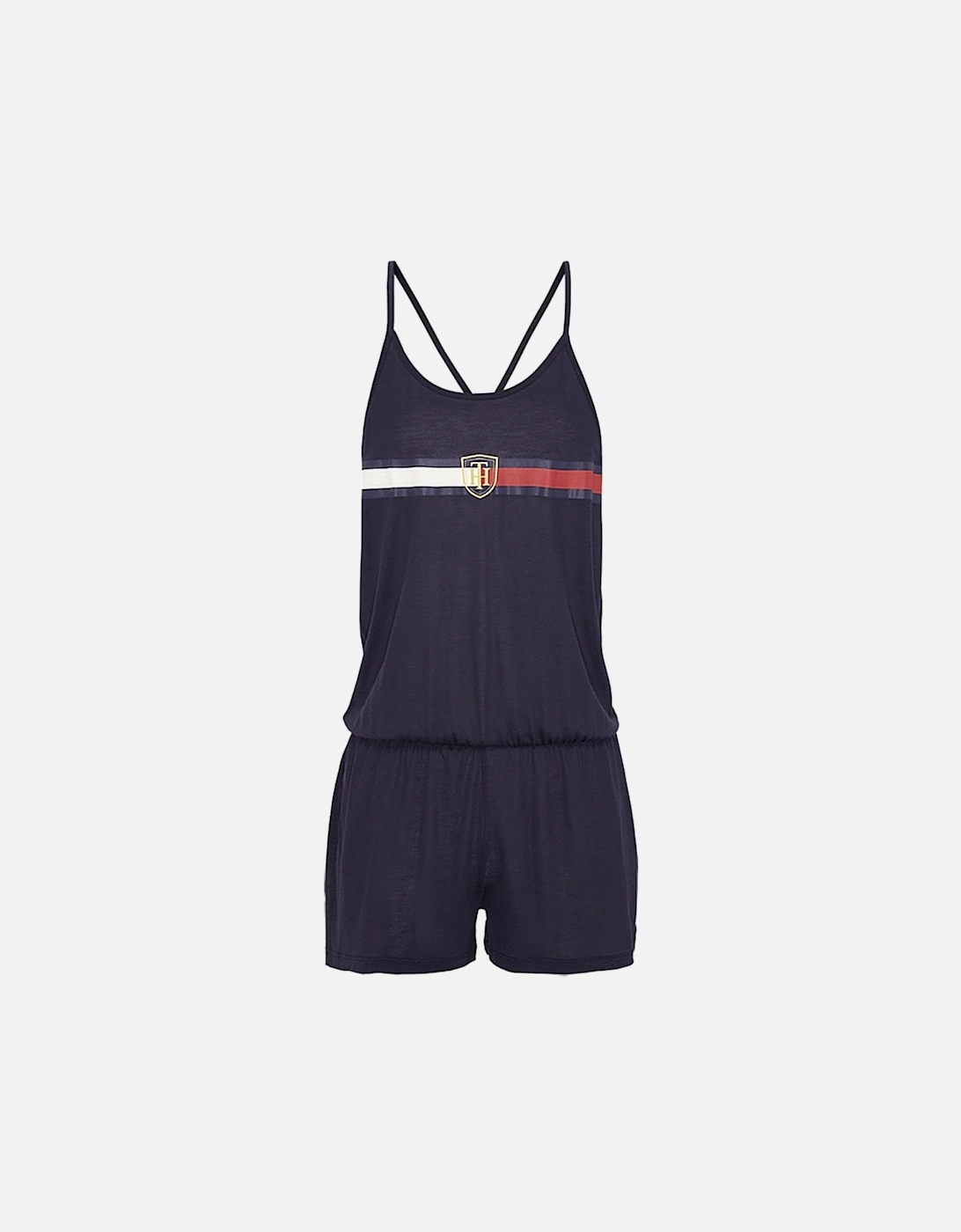 Pure Lyocell Statement Back Crest Playsuit / Romper, Navy, 6 of 5