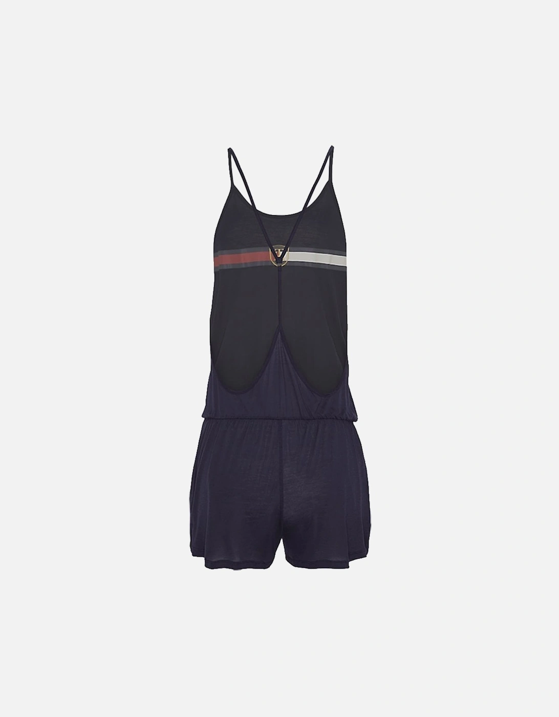 Pure Lyocell Statement Back Crest Playsuit / Romper, Navy