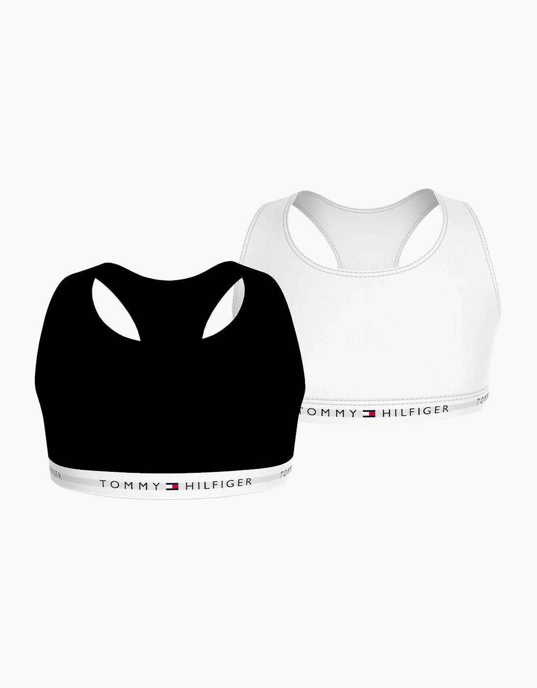 Tommy Hilfiger Girls White  2-Pack Heritage Logo Bralette Set, Black/ - Size 10 Years/11 Years/12 Years Kids