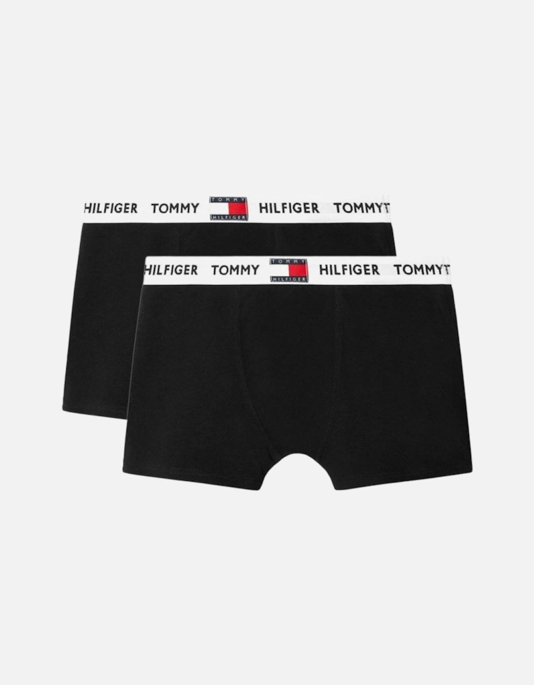 2-Pack Flag Logo Boys Boxer Trunks, Black