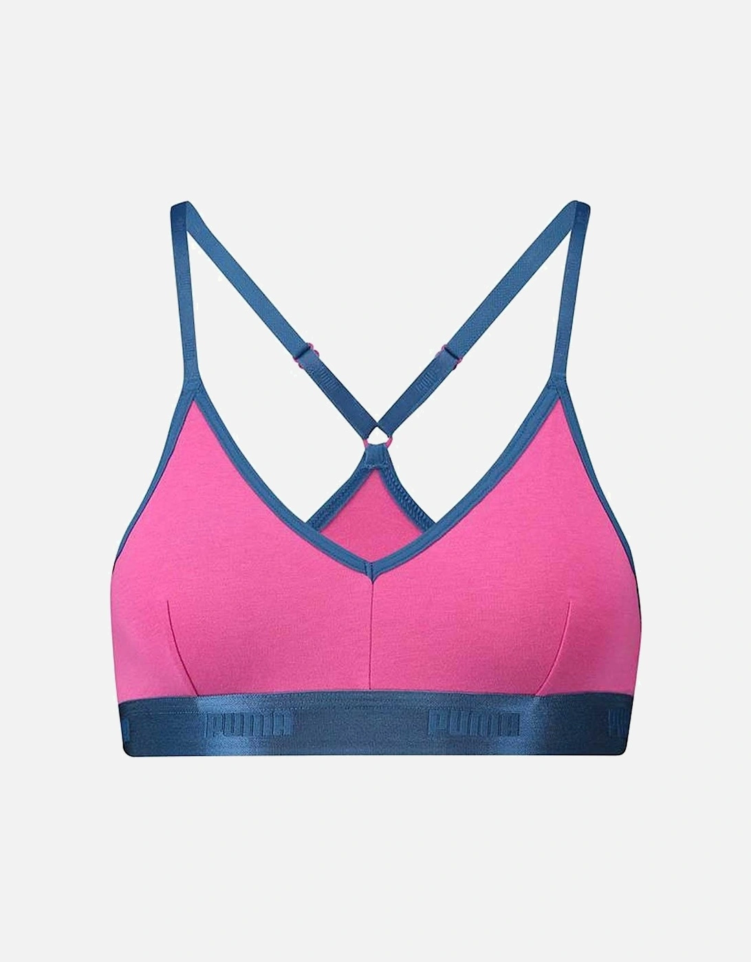 Cotton Modal Stretch High-Shine Triangle Bralette, Pink/Blue, 5 of 4