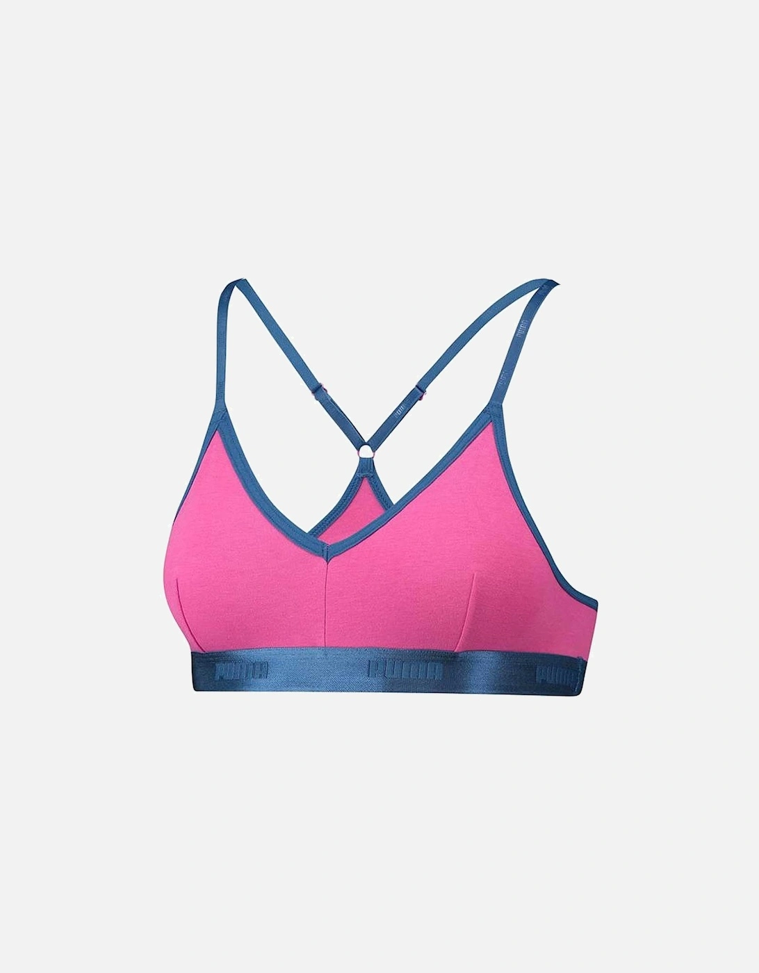 Cotton Modal Stretch High-Shine Triangle Bralette, Pink/Blue