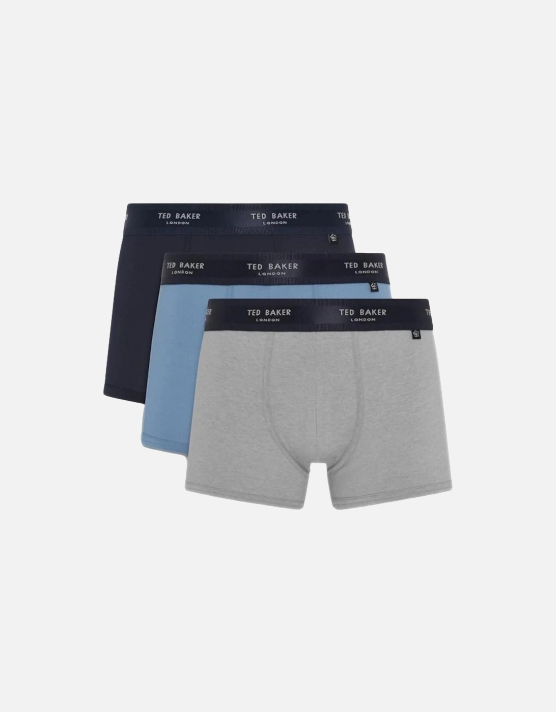 3-Pack Coloured Boxer Trunks, Navy/Blue/Grey