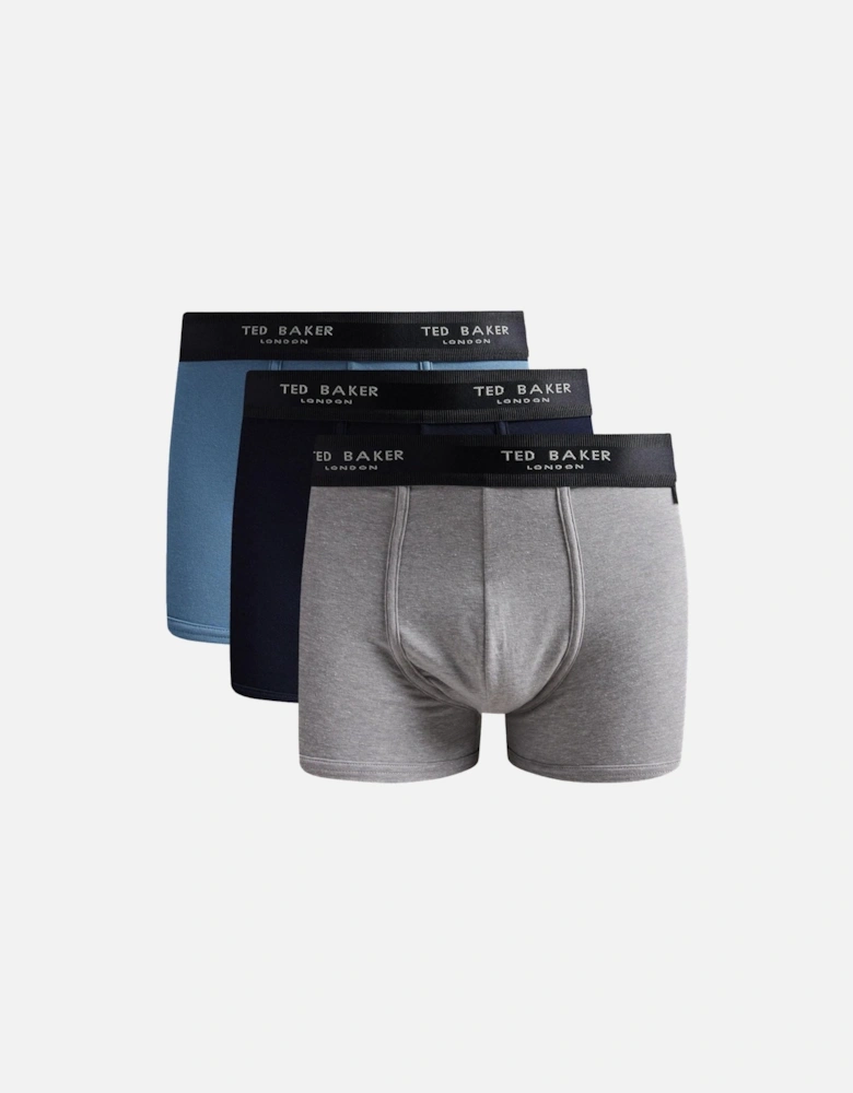 3-Pack Coloured Boxer Trunks, Navy/Blue/Grey