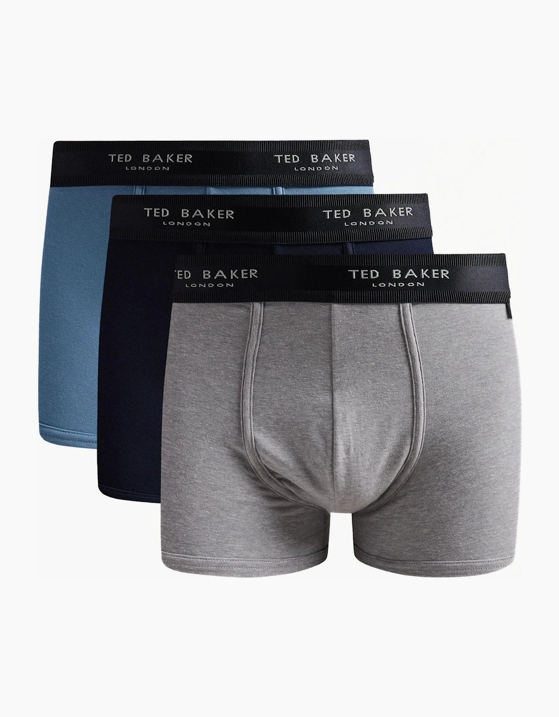 Ted Baker Men's Grey 3-Pack Coloured Boxer Trunks, Navy/Blue/ - Size: 33/32/32