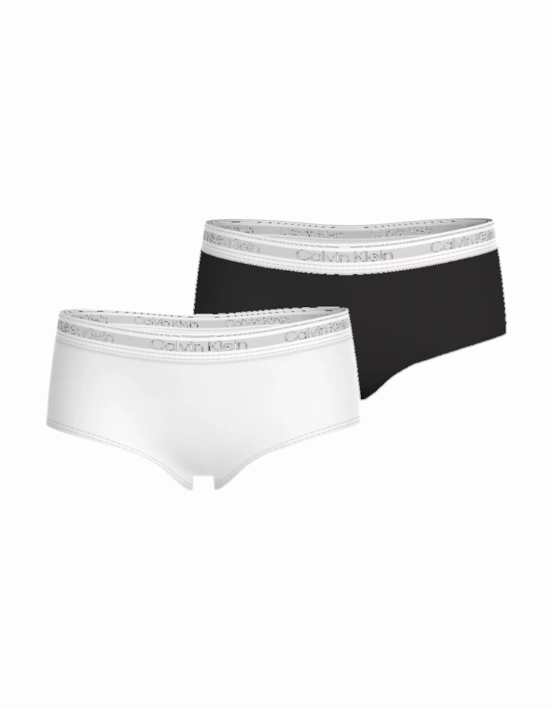 Girls 2-Pack Modern Cotton Shorty Briefs, White/Black